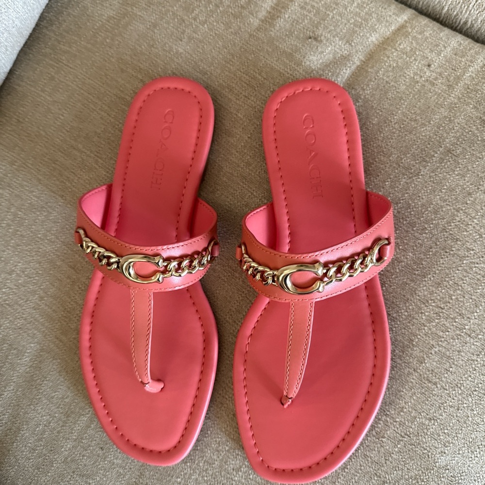 Coach Women's Coral Sandals with Gold Accent